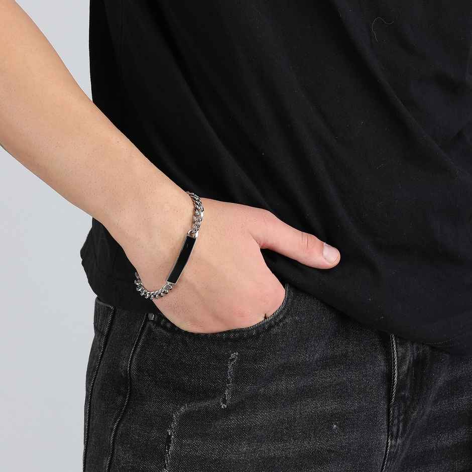 Fashion Frill Men's CURB Bracelet Silver Regular