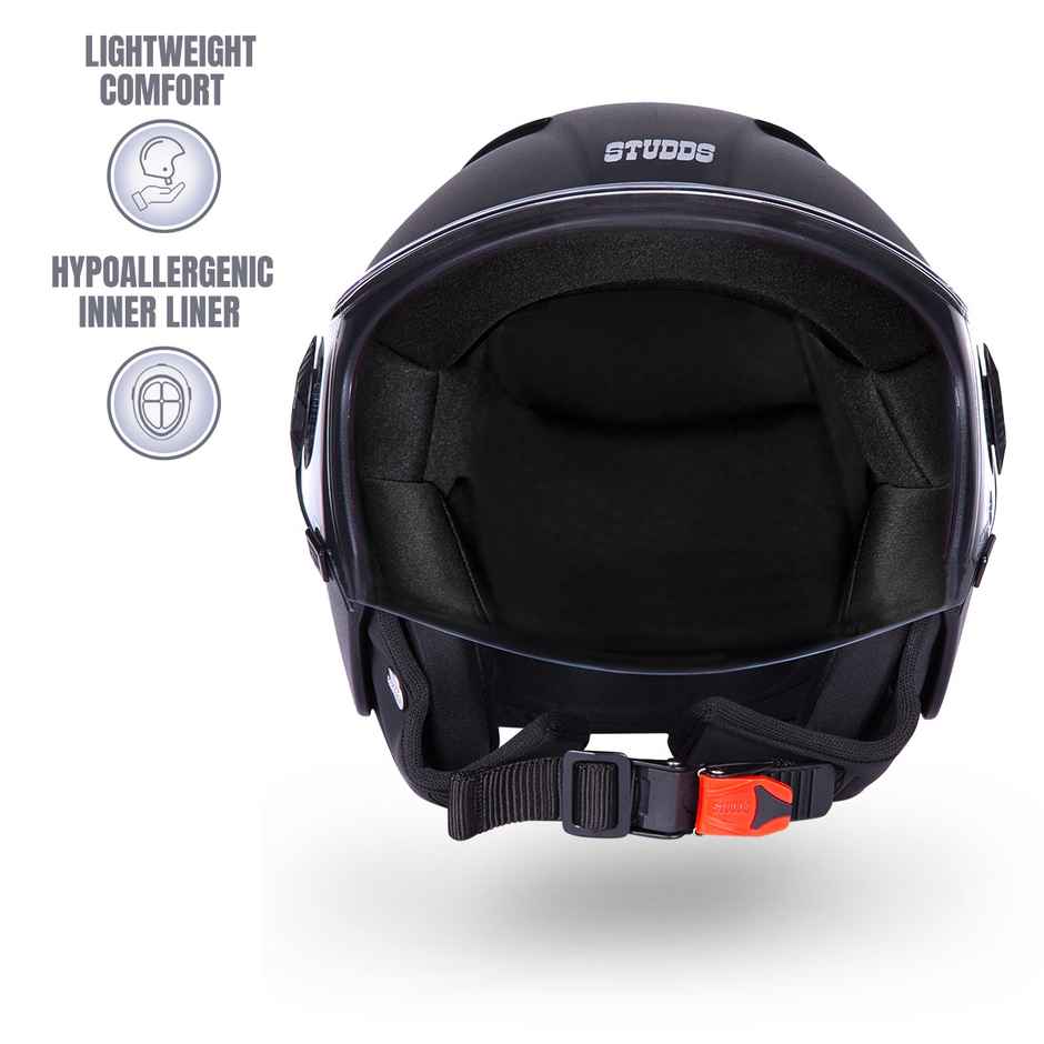 Studds Vogue Isi Certified Open Face Motorcycle Helmet For Men And Women With Visor (Black - L)