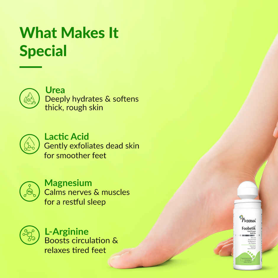 Fixderma Foobetik Foot Roll On For Dry & Cracked Heels with Urea, Lactic Acid & Magnesium