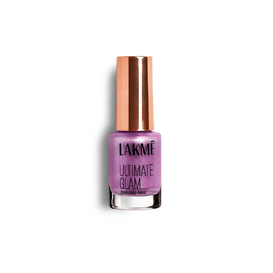 Lakme Ultimate Glam Chrome Nail Paint | Metallic Finish, Quick Dry Formula | Fuschia