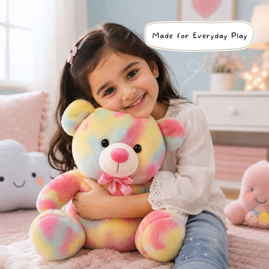 ToyTales Rainbow Teddy Bear Soft Toy | Plushie Stuffed Animal Toys | Birthday Gift for Kids | MultiColor | 45cm