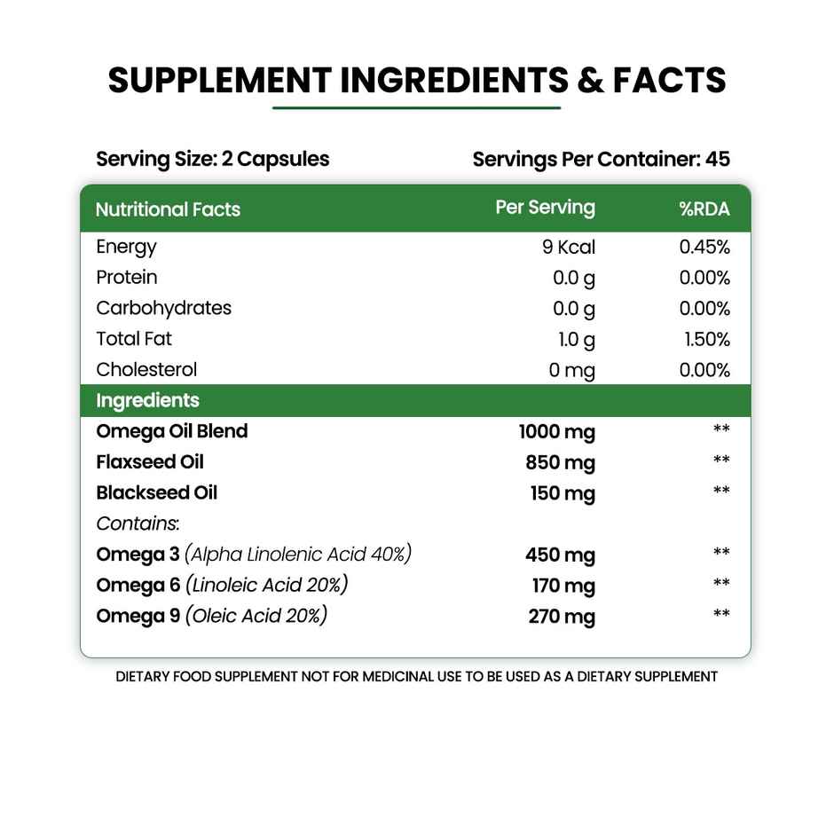 Himalayan Organics Omega VEGan Natural Nutrition Supplement 90 VEG Capsules