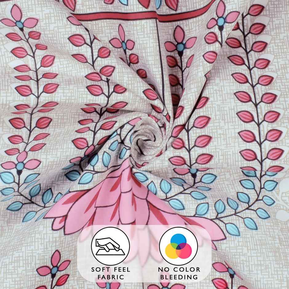 Story@Home 160 TC Microfiber Single Floral Flat Bedsheet | Multicolor