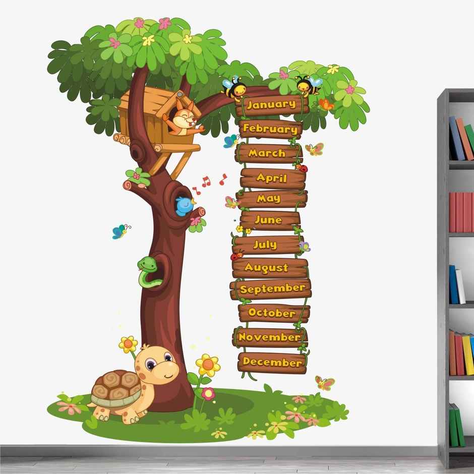 BAY6 Months Of The Year Name Of The 12 Months Baby Kids Learning Education Reusable Sticker - 90 cm