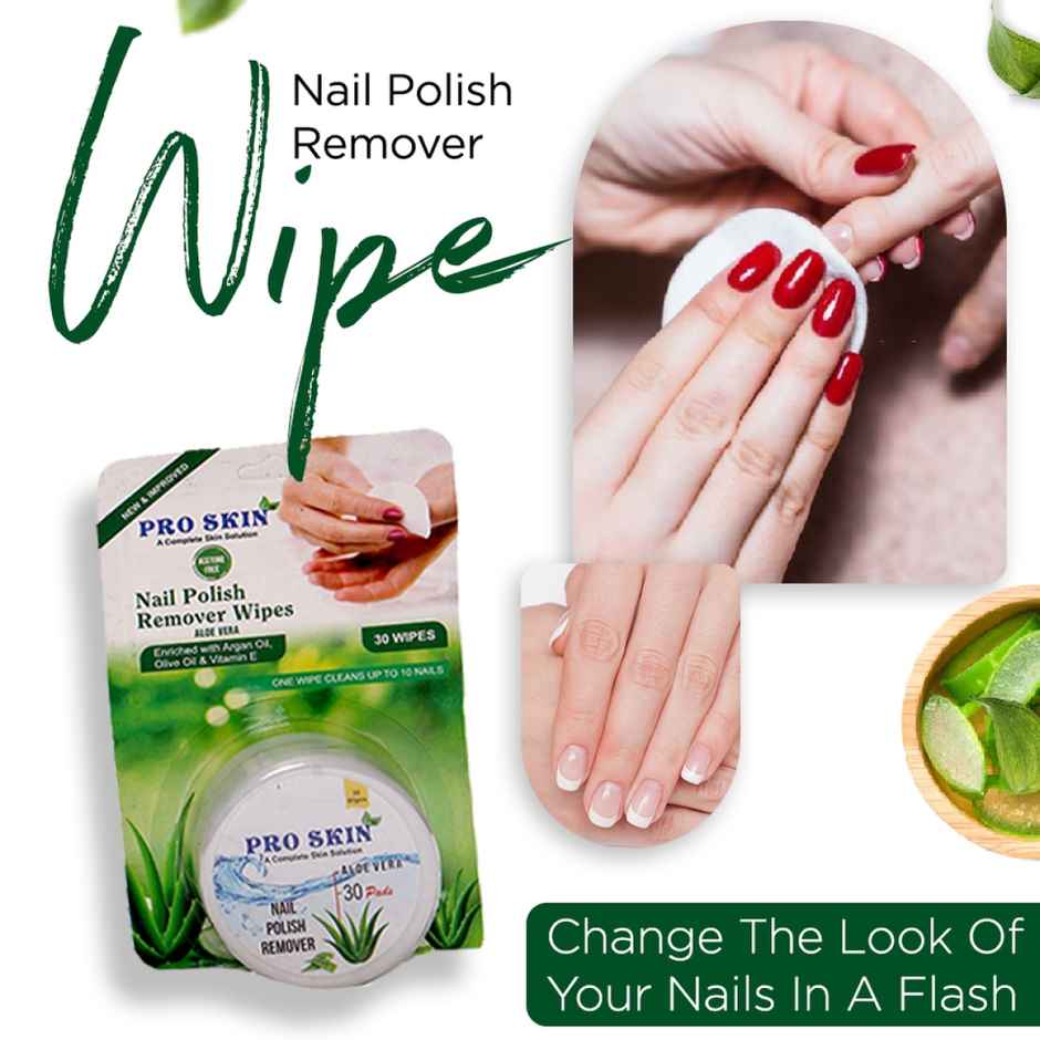 Pro Skin Nail Polish Remover Wipes - Aloevera, 30 wipes