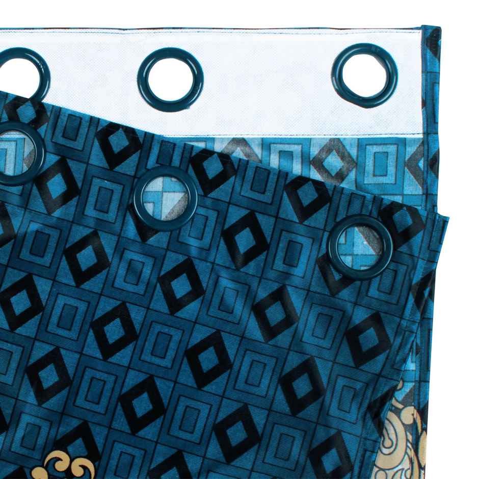 Story@Home 200 GSM Polyester Ethnic 2 Piece Door Curtain | Blue & Ivory