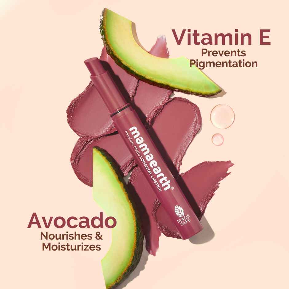 Mamaearth Moisture Matte Longstay Lipstick With Avocado Oil & Vitamin E - Plum Punch