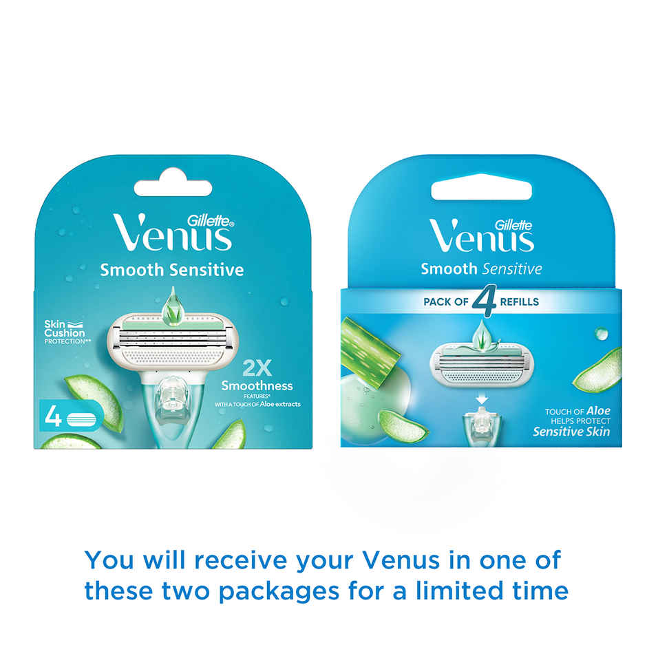 Gillette Venus Hair Removal Razor Blades/Refills/Cartridges For Women 4s (Aloe Vera Glidestrip)