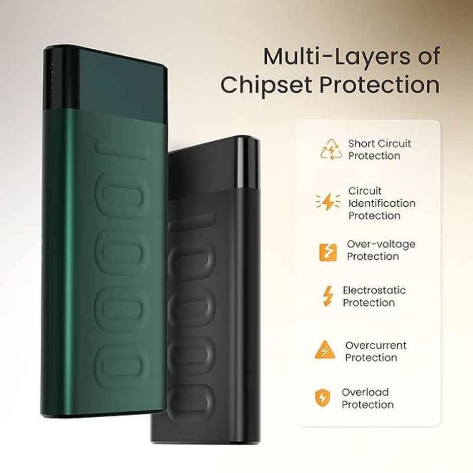 Ambrane 10000mAh Slim & Compact Wired Powerbank, 22.5W Fast Charging, USB & Type C Output, Power Delivery, Quick Charge for iPhone, Android & Other Devices, Made in India + Type C Cable (Stylo 10) - Green