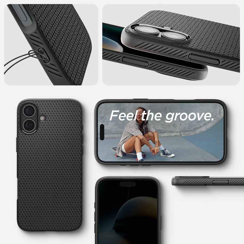 Spigen Liquid Air Back Cover Case Compatible with iPhone 16 (TPU | Matte Black)