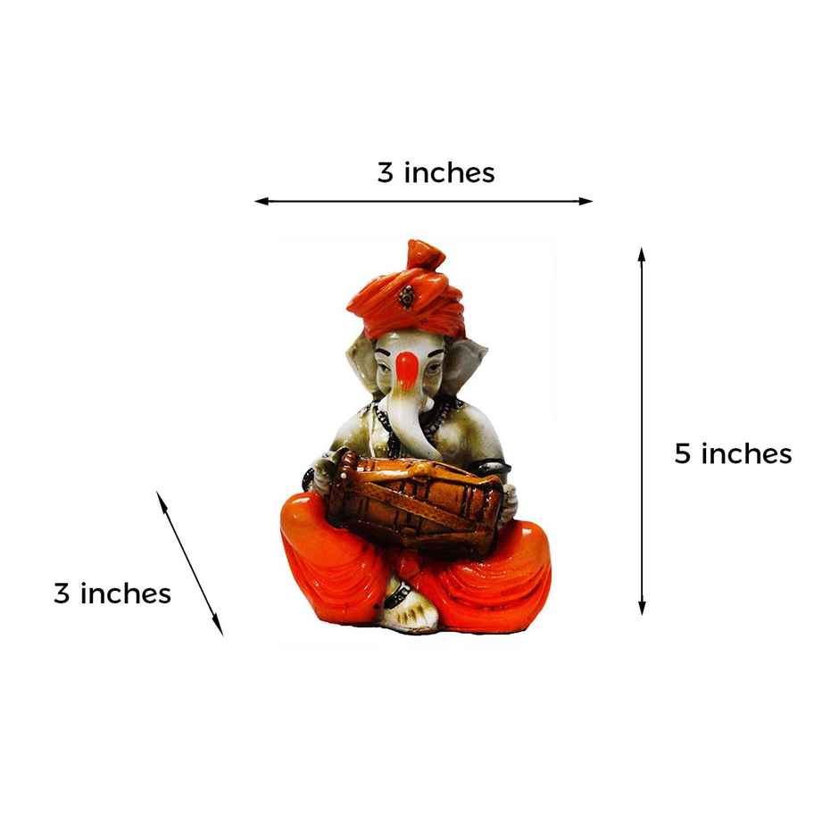 Exquisite Handcrafted Polyresin Musician Lord Ganesha Idol Playing Dholak | Ecraftindia