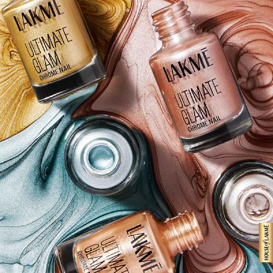 Lakme Ultimate Glam Chrome Nail Paint | Metallic Finish, Quick Dry Formula | Fuschia