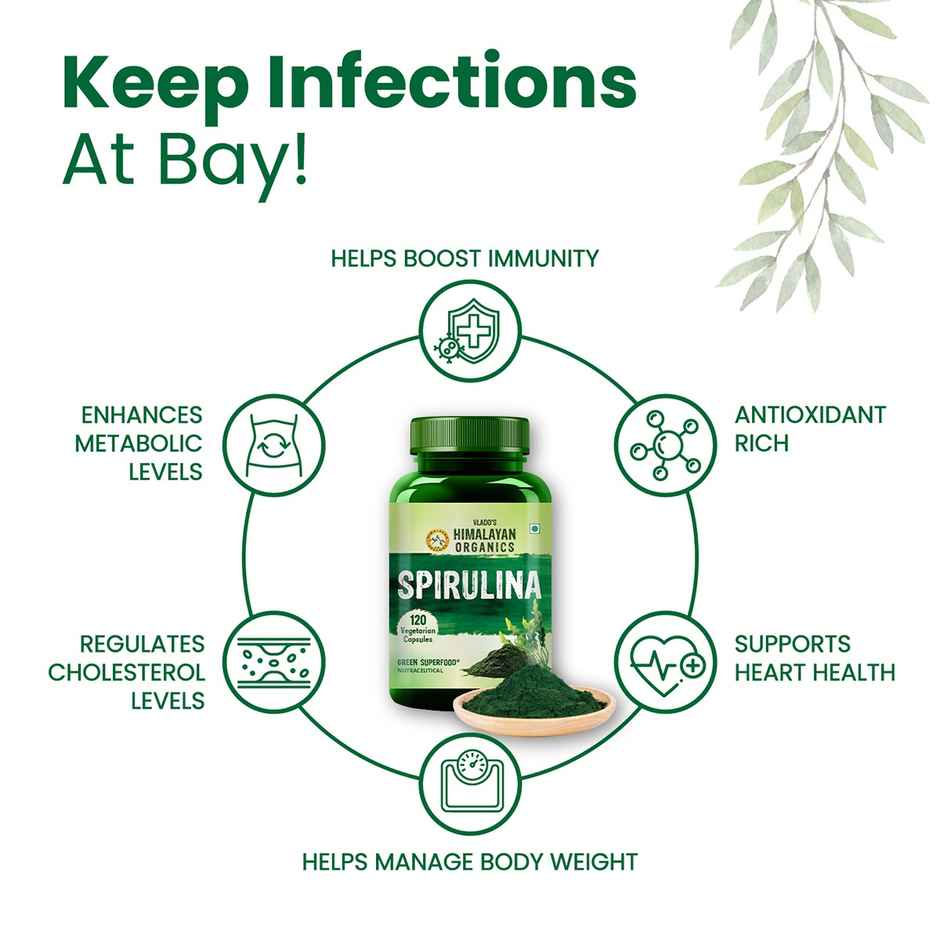 Vlado's Himalayan Organics Spirulina Supplement 120 VEG Capsules