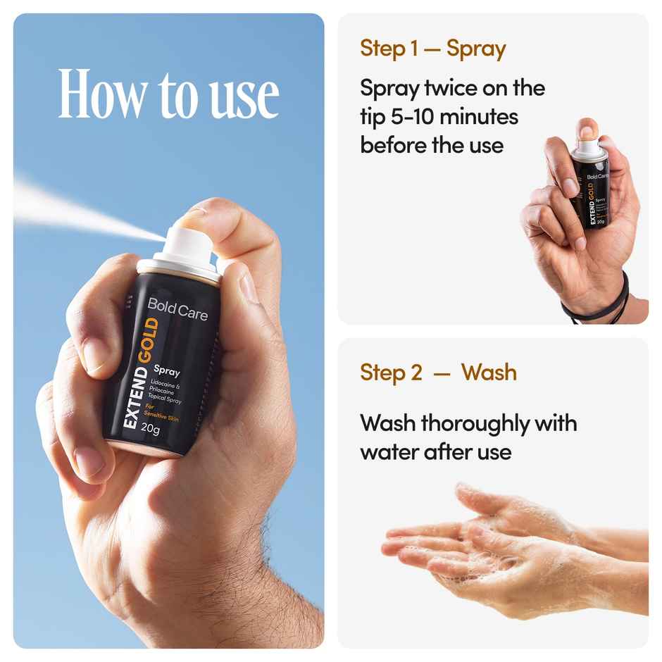 Bold Care Extend Gold - Lidocaine 10% Spray For Longer Sex Combo