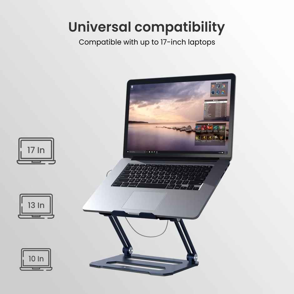 Portronics My Buddy K10 Portable Laptop Stand with Adjustable Angles | Grey