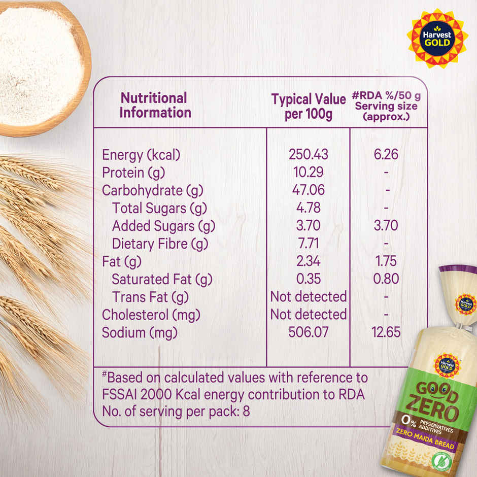 Harvest Gold - Good Zero- Pure Atta Bread (Zero Preservatives, Zero Palm Oil, Zero Addtives)