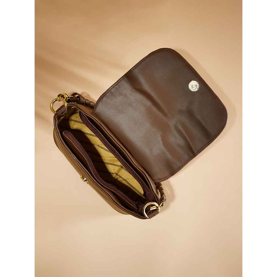 Fargo Women's Vegan Leather White Strip Sling Bag | Brown