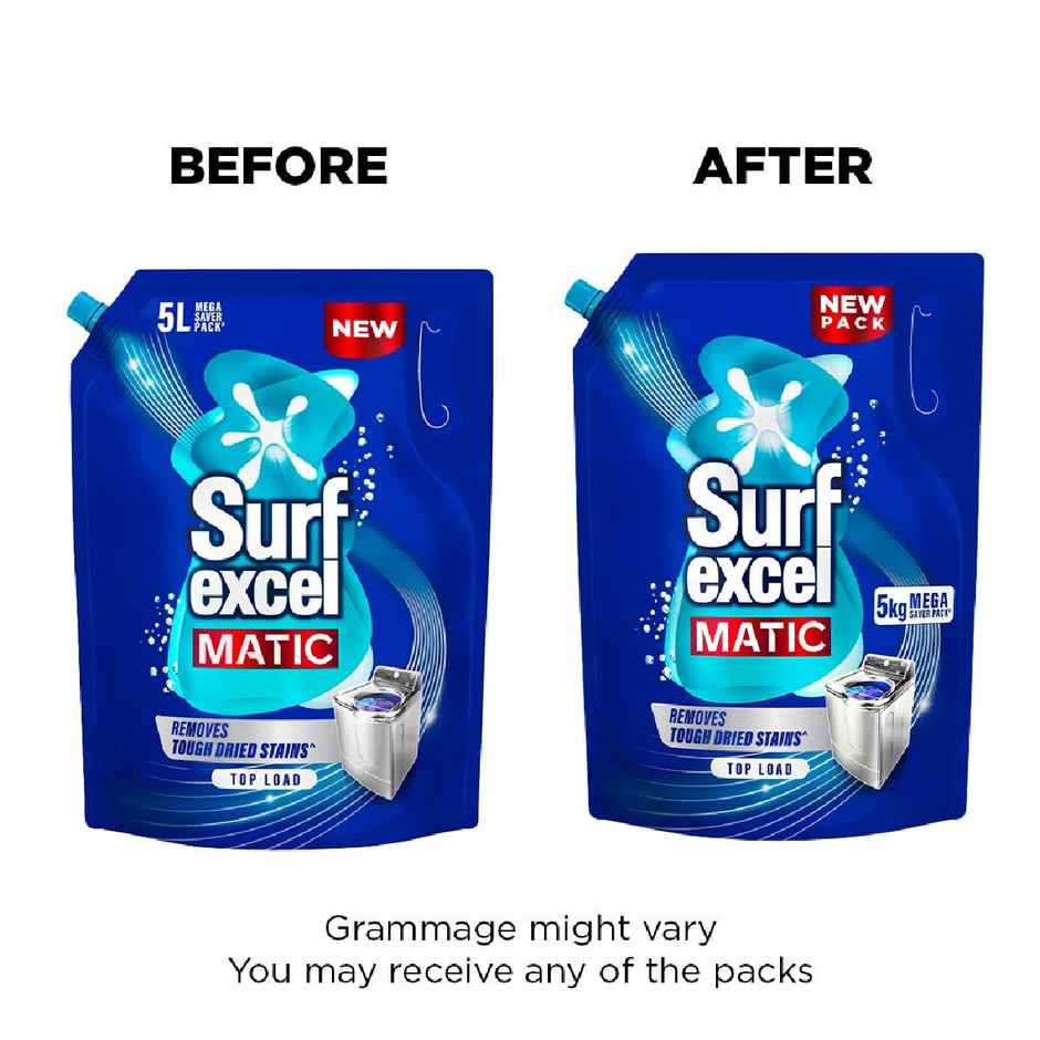 Surf Excel Matic Liquid Detergent 5 kg for Top Load | Removes tough Stains in 1st wash 