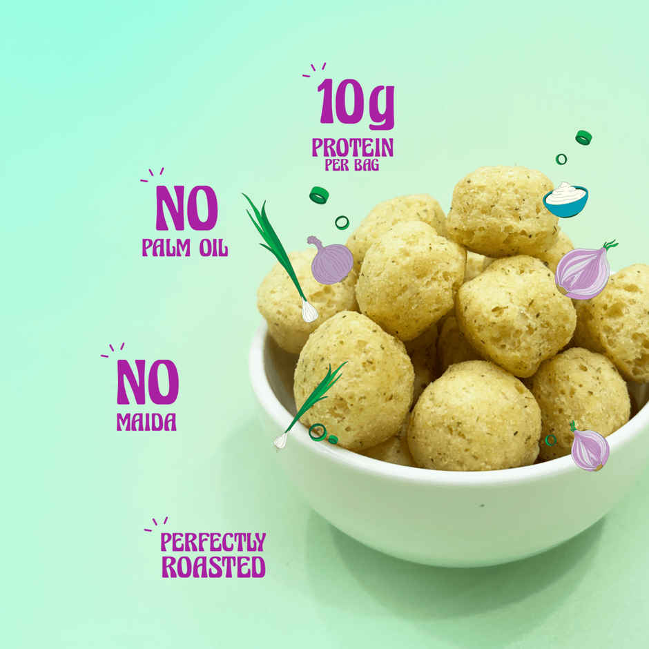 Taali Protein Puffs - Cream & Onion, Roasted, Corn & Jowar Puff, No Maida