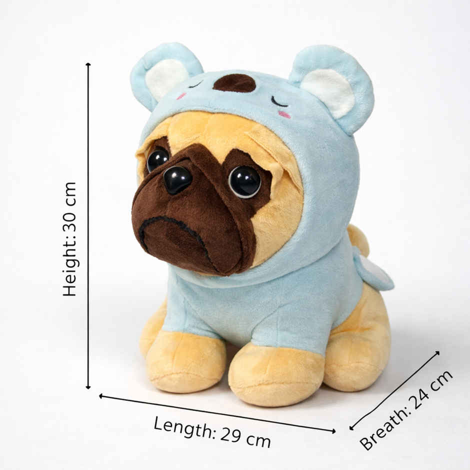 ZooWee Cute Blue Pug with Koala Hoodie Plush 30 cm