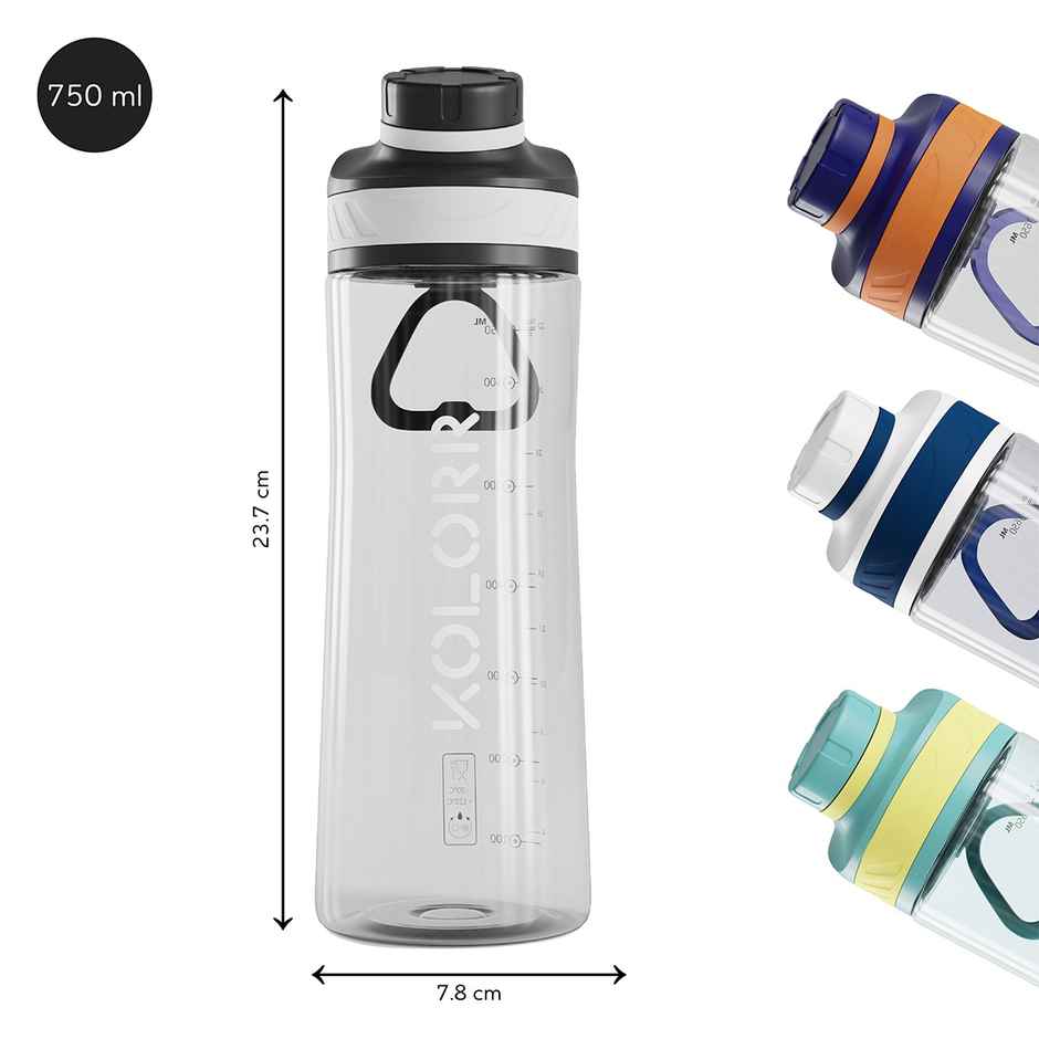 Kolorr Zest+ 750 ml Bottle | Grey & Black | Ideal for Travel & Everyday Hydration