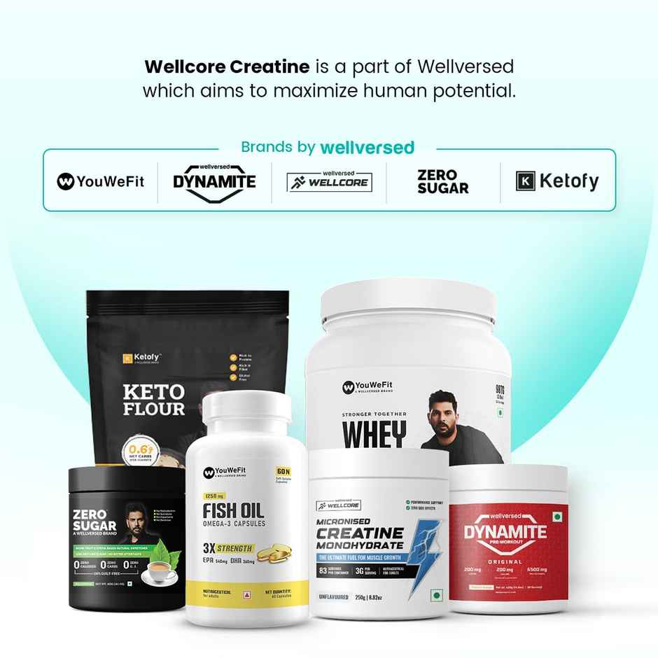 Wellcore - Pure Micronised Creatine Monohydrate (307G, 83Servings) Tropical Tango