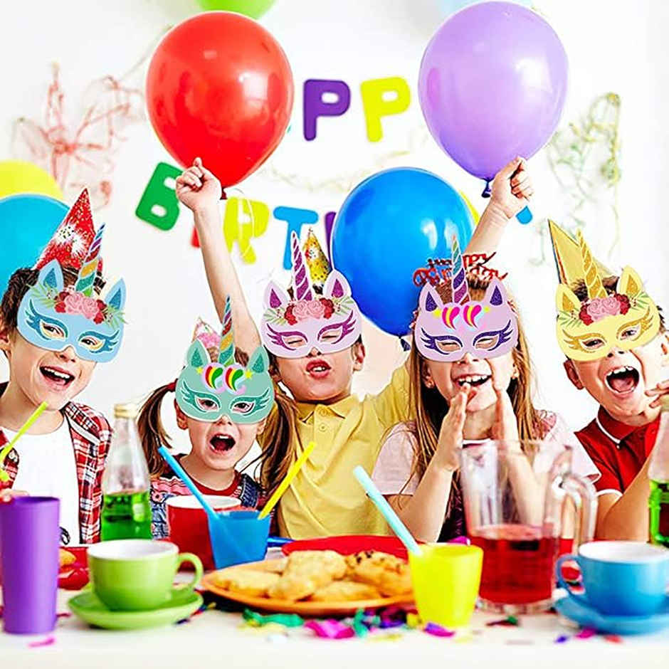 Unicorn Birthday Mask | Pack Of 12 | Party Propz