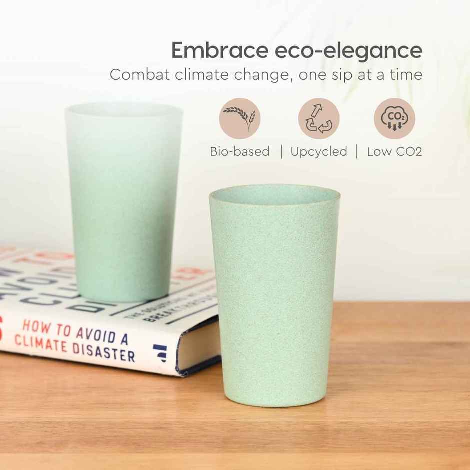 Eha Earth Friendly Unbreakable Drinking Glass | 250 ml, 4 pcs, Multi-light | Rice Husk Biocomposite