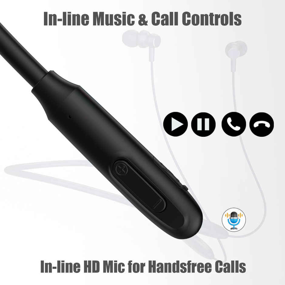 pTron Tangent Flex Wireless Neckband With 38H Playtime | Hd Calls Immersive Sound - Matt Black