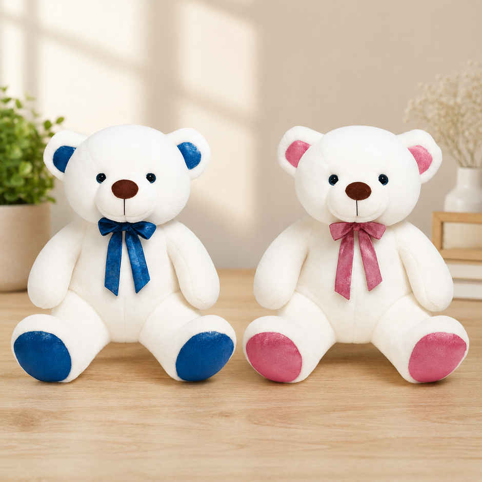 ToyTales Teddy Bear Soft Toy | Plushie Stuffed Animal Toys | Birthday Gift for Kids | White | 40cm