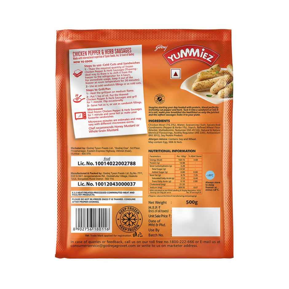 Godrej yummiez Pepper and Herb Sausages