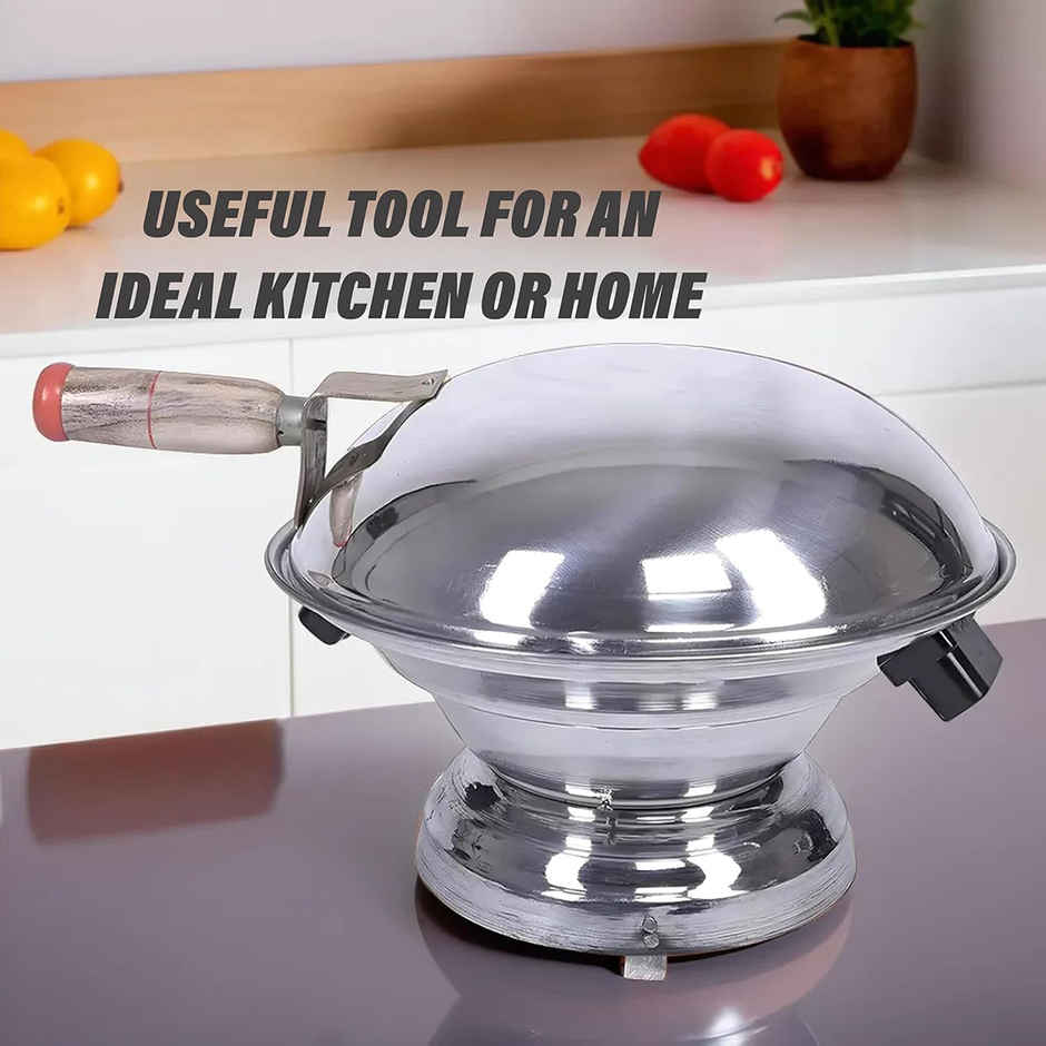 Kuber Industries Aluminum Gas Tandoor Bati Maker Oven 34x34x26 cm | Barbecue Grill | Silver