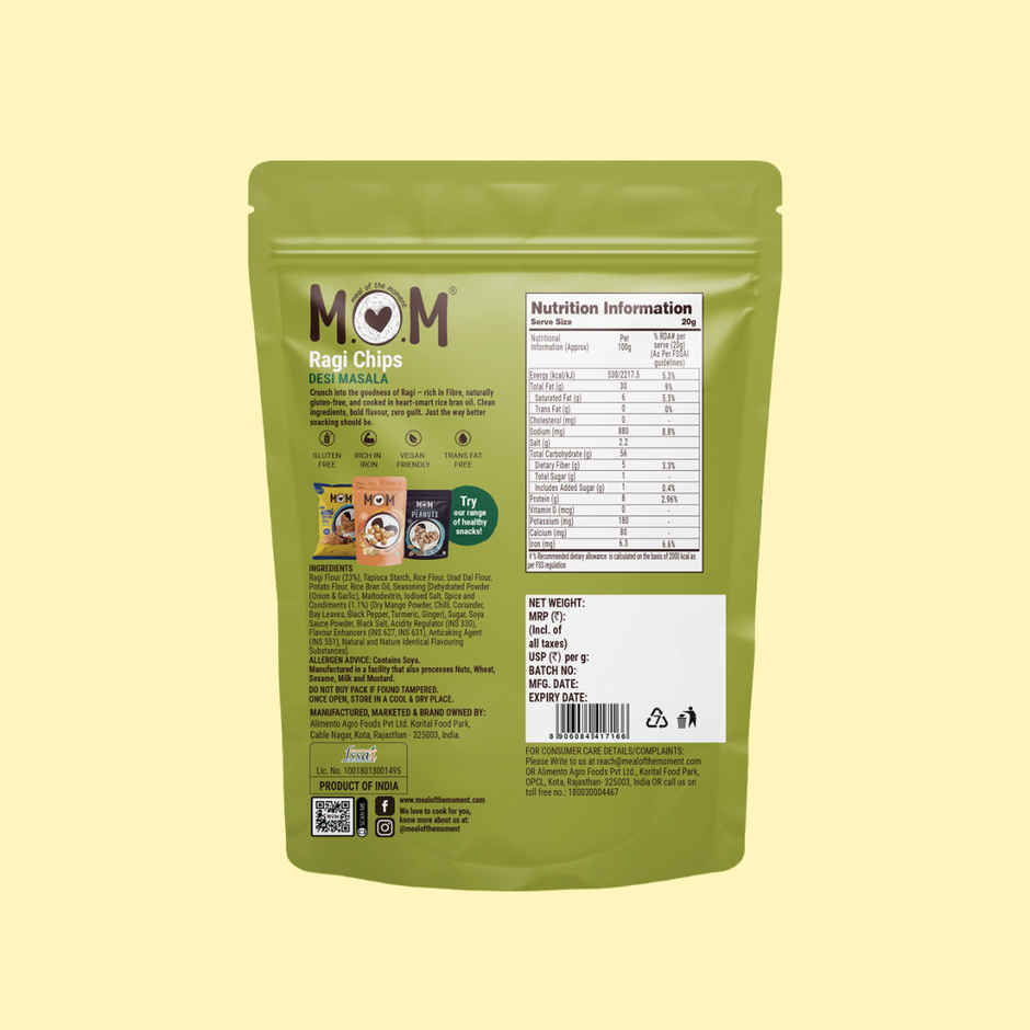 MOM Desi Masala Ragi Chips | Gluten Free | No Palm Oil