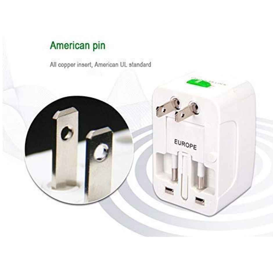 Universal All-In-One Worldwide International USB Travel Adapter - 2 USB Support - White