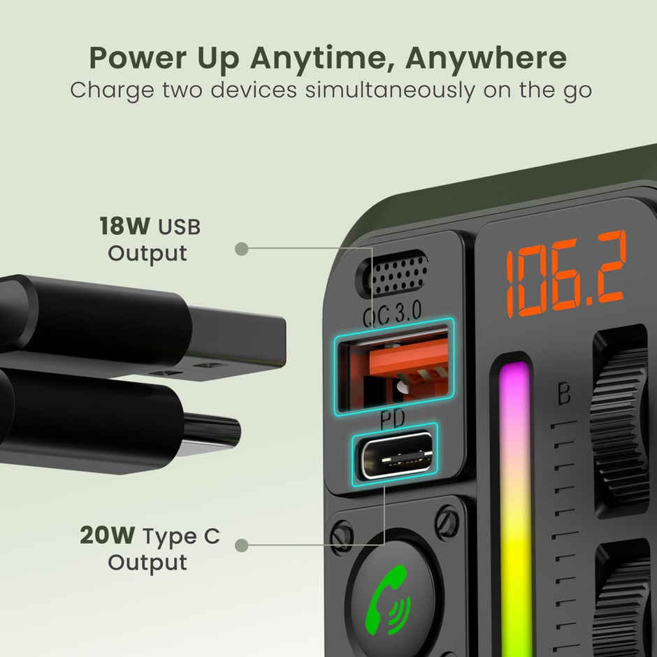 Portronics Auto 22 20W Smart Audio Connecter for Cars