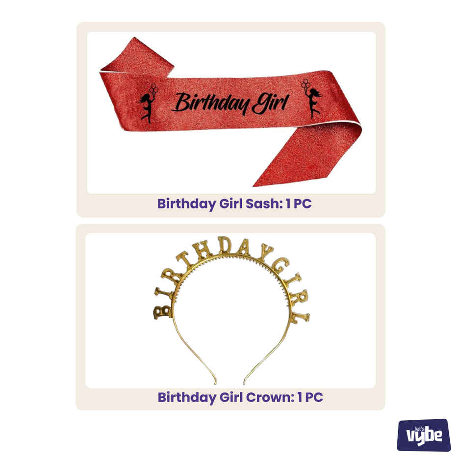 Birthday Girl Sash and Crown | Assorted Colour | Let's Vybe