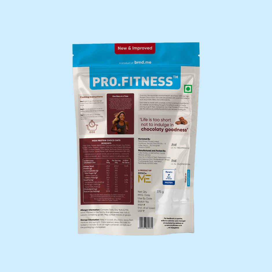 Pro.Fitness 27g High Protein Oats - Dark Chocolate With Nuts And Seeds | From Myfitness Pb