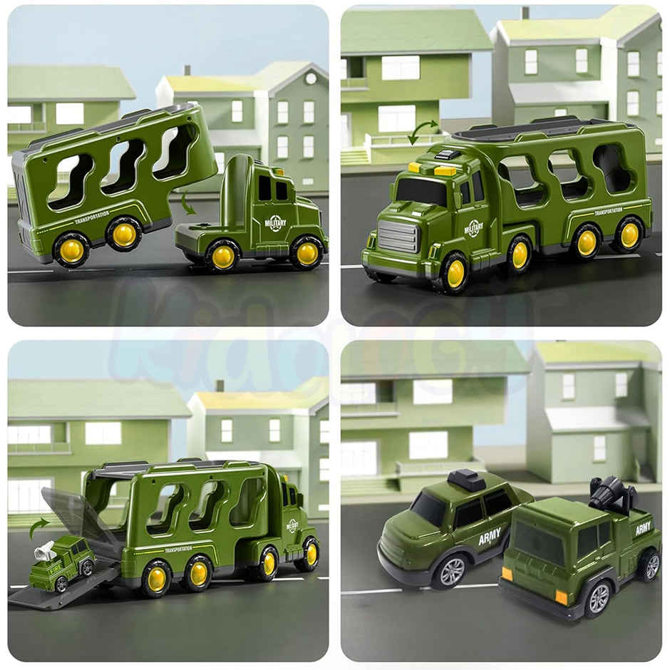Kidology Army Truck Toy | Friction Car with Light & Music | Kids Gift