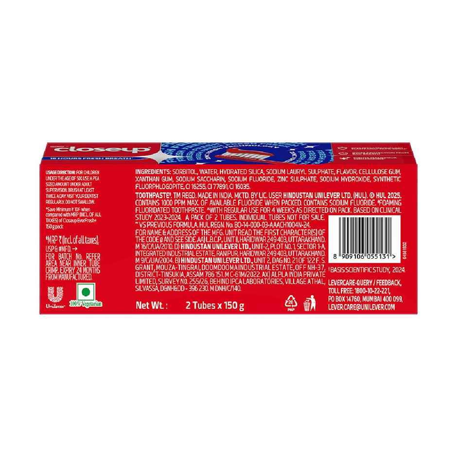 Closeup Toothpaste | Long lasting 18 Hours Of Fresh Breath & White Teeth (Pack of 2)