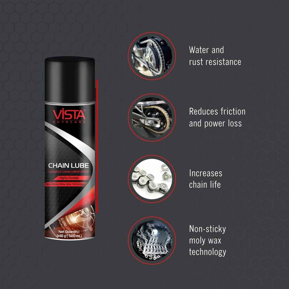 Vista Auto Care Chain Lube Spray | High-Performance Lubrication| Reduces Friction & Wear