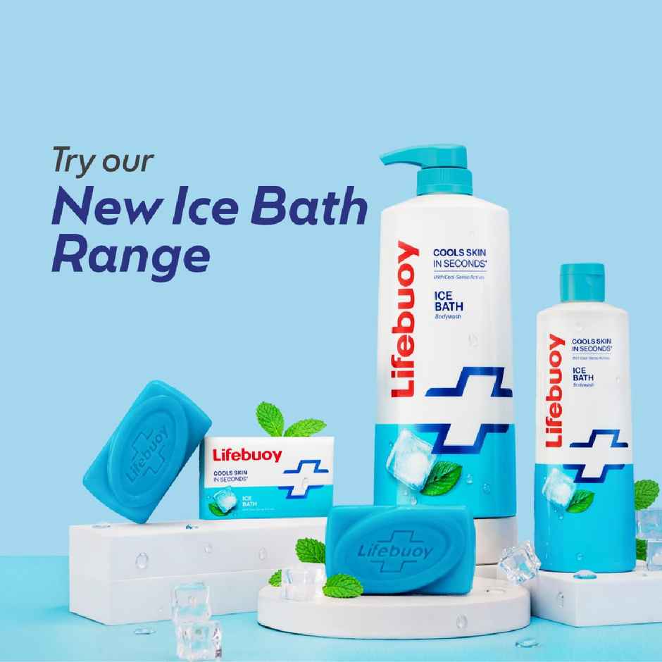 LIFEBUOY Ice Bath Soap Bar, with Menthol, Cool Sense Actives, 125g X 5, for Instant Cooling