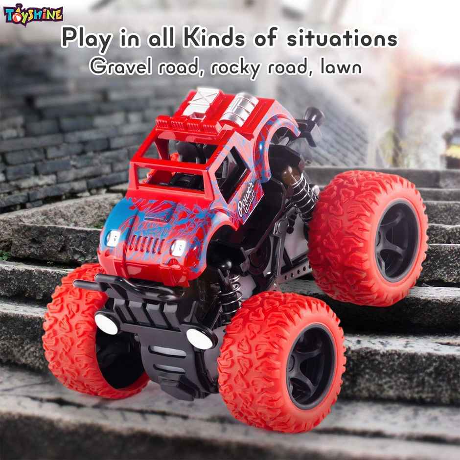 Toyshine Friction Powered Monster Truck Cars, Push and Go Vehicles, Set of 4 for Toddlers