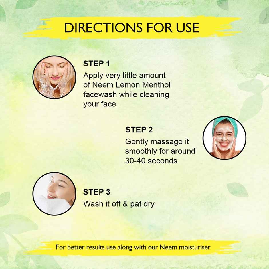 Nimbarka Neem Lemon Menthol Facewash Deep Cleansing Refreshing & Anti-Acne Formula