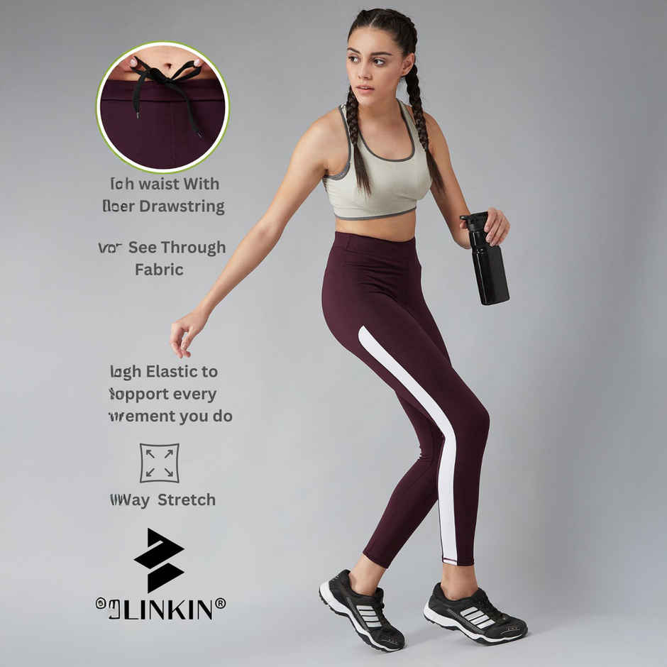 Blinkin Women's Gym Pants & Tights - Maroon | Squat Proof | Active Wear | Yoga Pants | L