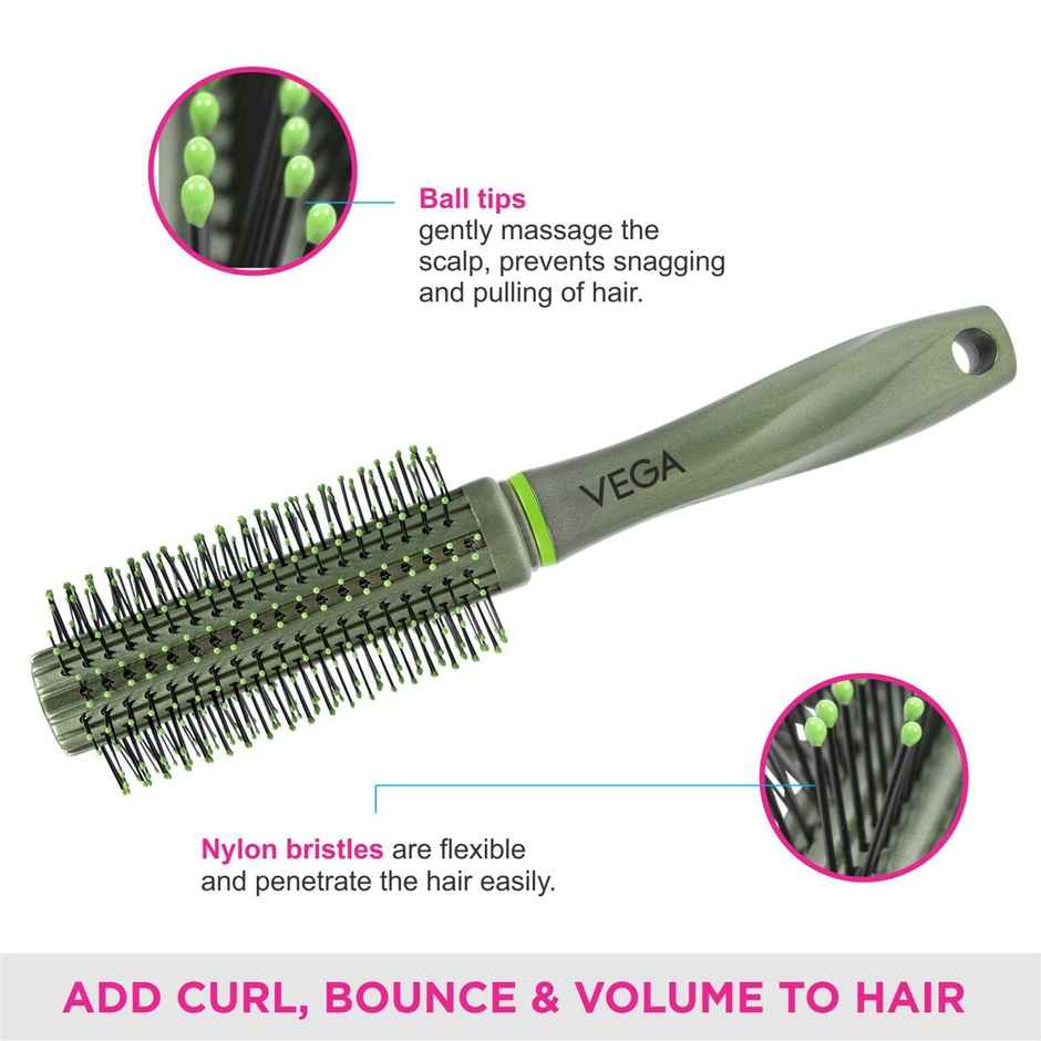VEGA Round Hair Brush For Adding Curls | Volume & Waves In Hair| Unisex| All Hair Types (R13-Rb)