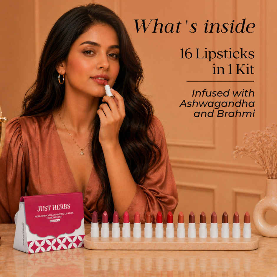Just Herbs Ayurvedic Mini Lipstick Kit | Matte Finish, Long Lasting & Hydrating