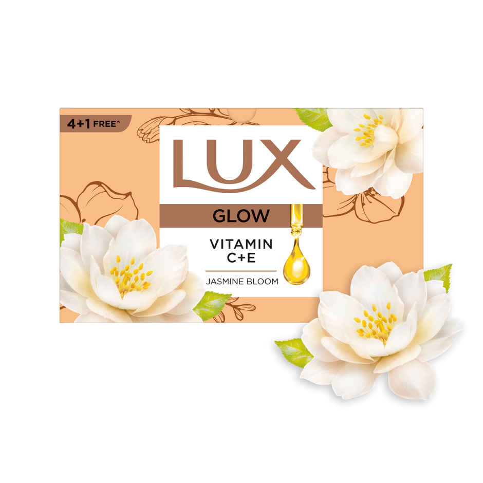 LUX Jasmine Bloom Glowing Bathing Soap Bar with Vitamin C & E For Visibly Glowing Skin