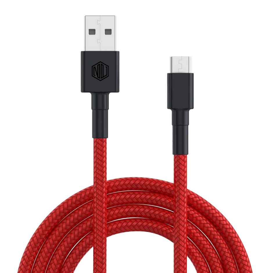 Nu Republic Blaze Silk Micro USB 3.1A Unbreakable USB A to Micro USB Rugged Nylon Braided Charging Cable - Red