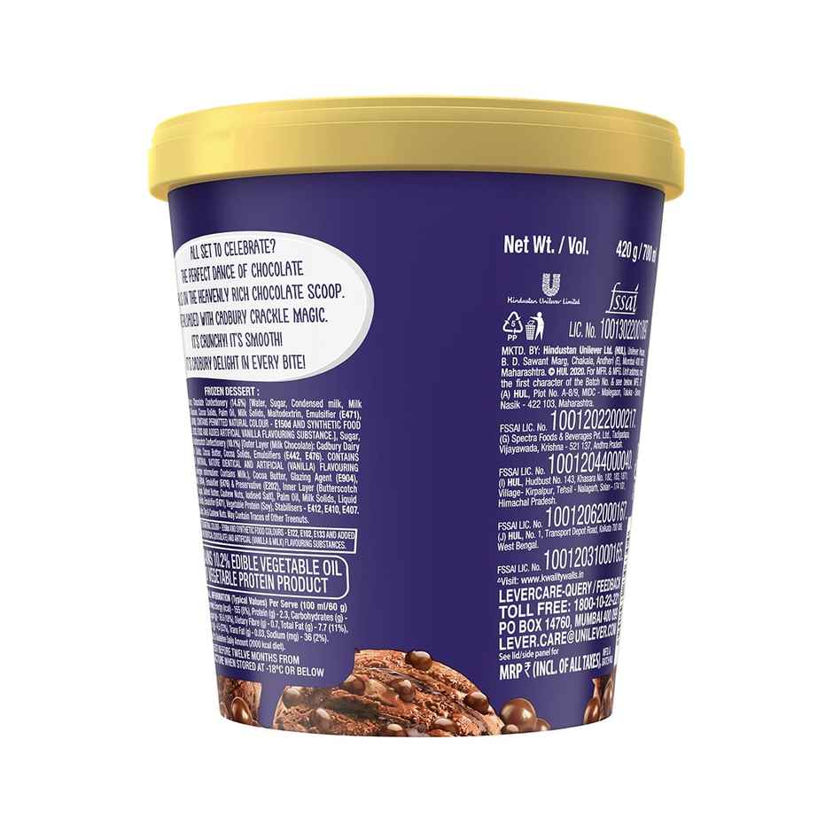 Kwality Wall's Cadbury Crackle Tub | Chocolatey & Crunchy
