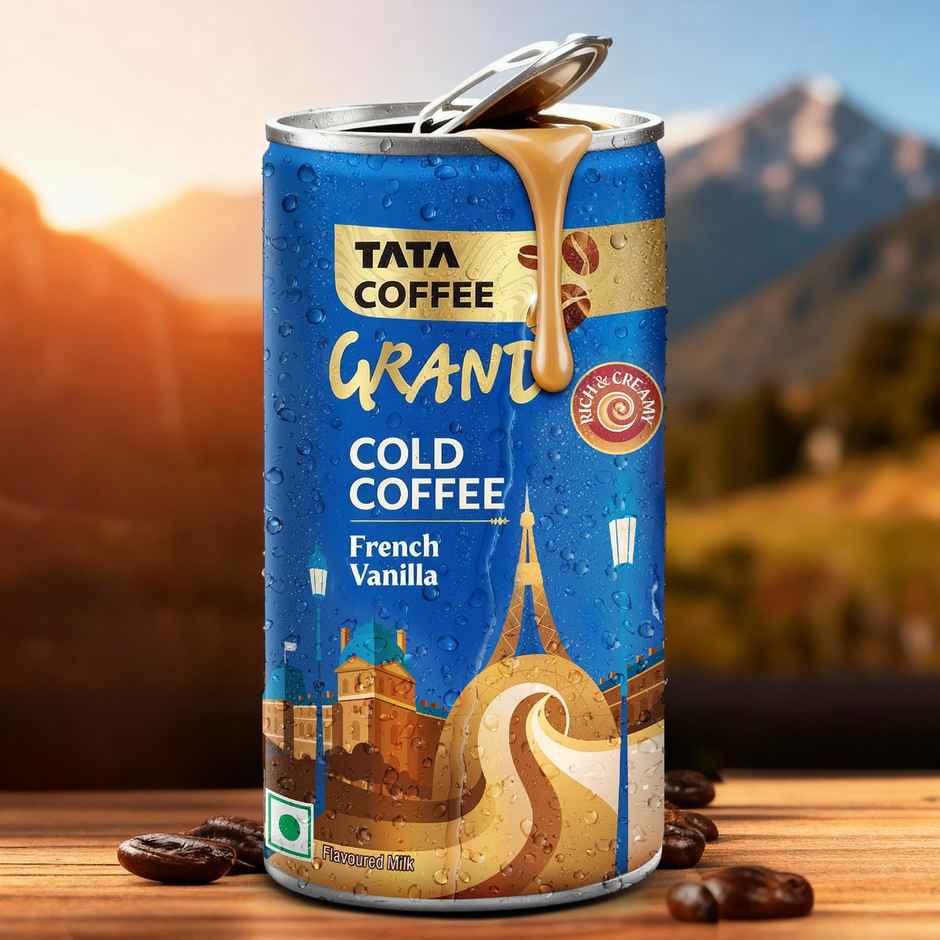 Tata Cold Coffee French Vanilla Iced Coffee, Rich & Creamy, Flavoured Milk, Can